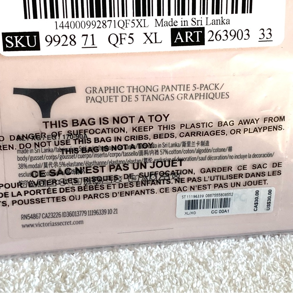 Victoria's Secret 5 pack Graphic Thong Panty Set - Pastel Collection brand new! - Picture 9 of 10
